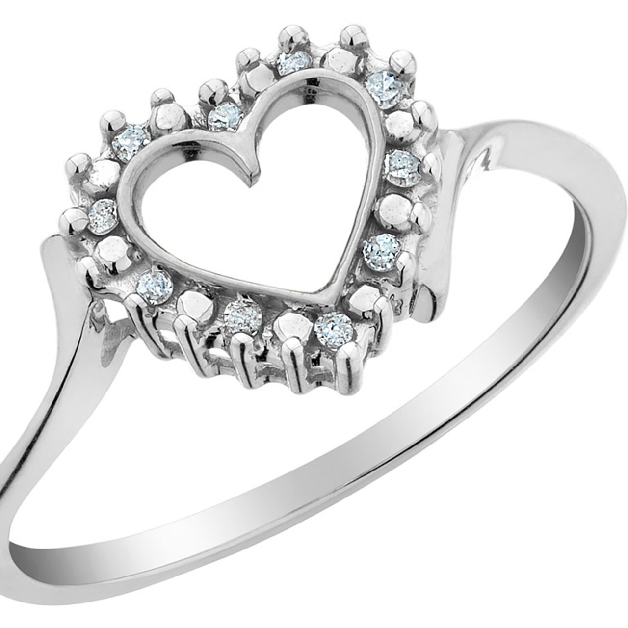 Gem And Harmony Accent Diamond Heart Promise Ring in 10K White Gold